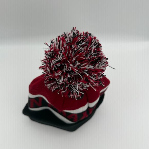 San Francisco 49ers 49 NFL Pom Beanie Hat Knit Winter Cap Cuffed Red Black - Picture 2 of 3